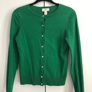 Kelly green, rhinestone button Cardi